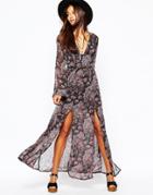 Missguided Boho Paisley Print Maxi Dress - Black Paisley