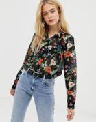 Vero Moda Sheer Floral Shirt-black