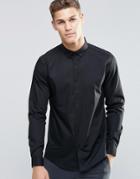 Asos Smart Shirt In Black With Button Down Collar In Regular Fit - Black