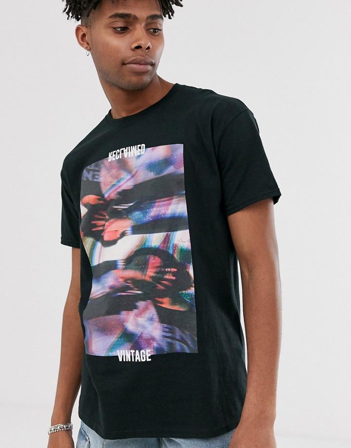 Reclaimed Vintage Digital Butterfly Print T-shirt In Black
