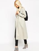 Asos Coat In Oversized Fit With Drop Lapel Detail - Light Gray Marl
