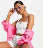 Missguided Tie Front Crop Top In Blue Stripe - Part Of A Set-blues