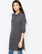 Vero Moda 3/4 Sleeve Longline Shirt - Asphalt