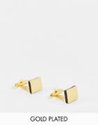Asos Design Cufflinks With Black Enamel Edge With 14k Gold Plate