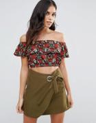 Influence Floral Ruffle Crop Top - Multi