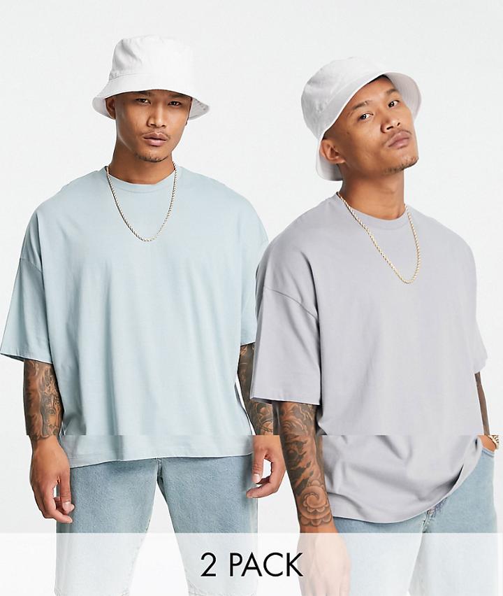 Asos Design 2 Pack Organic Oversized T-shirt-multi