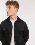 New Look Suedette Trucker Jacket In Black