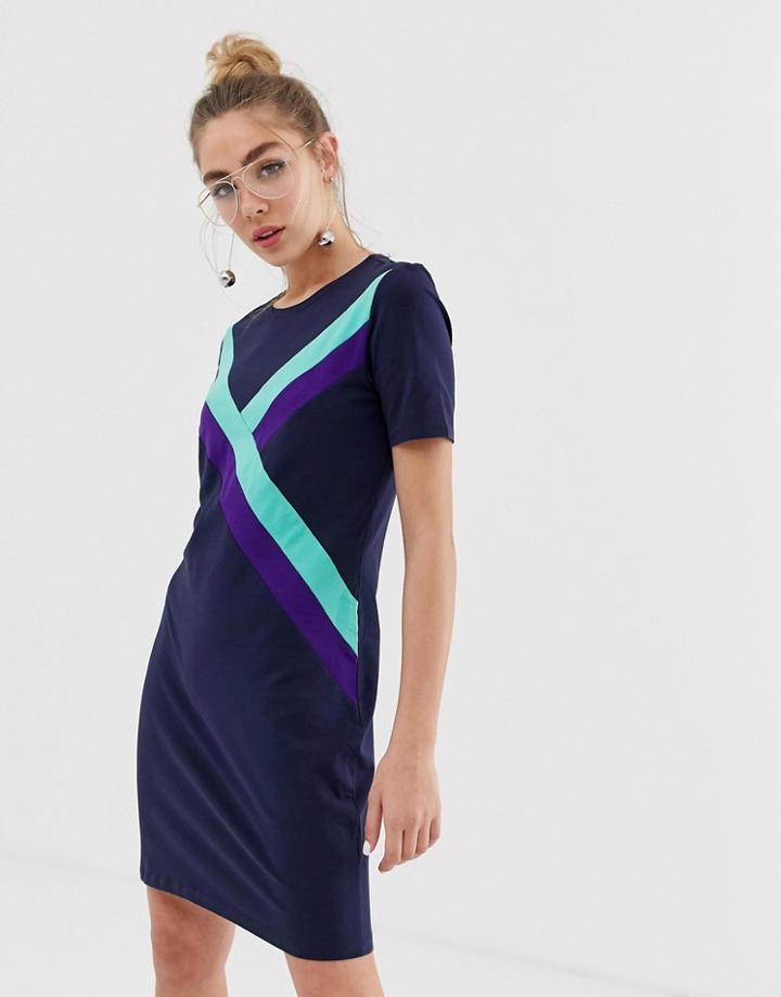 Monki Sport Stripe T-shirt Dress - Navy