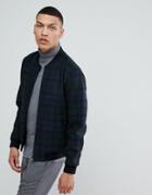 Selected Homme Wool Bomber Jacket With Check - Navy