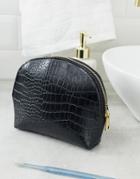 Asos Design Half Moon Makeup Bag In Croc - Multi