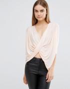 Ax Paris Knitted Wrap Front Top - Pink