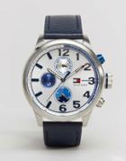 Tommy Hilfiger Jackson Leather Watch In Navy 1791240 - Navy