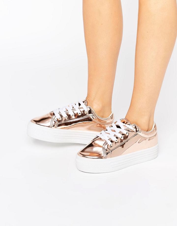 London Rebel Flatform Lace Up Sneaker - Copper