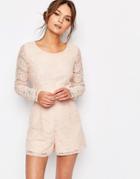New Look Eyelash Lace Romper - Beige