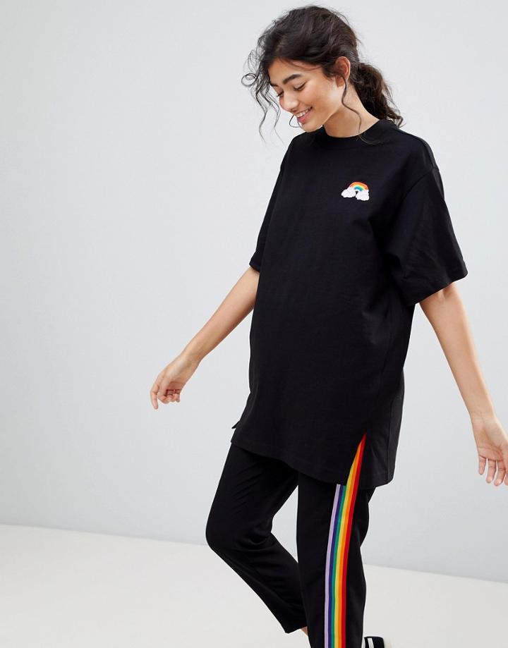Monki Rainbow Print T-shirt - Black