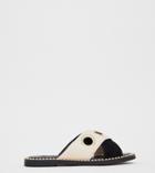 River Island Wide Fit Flat Sandals With Circle Detail In Black - Black