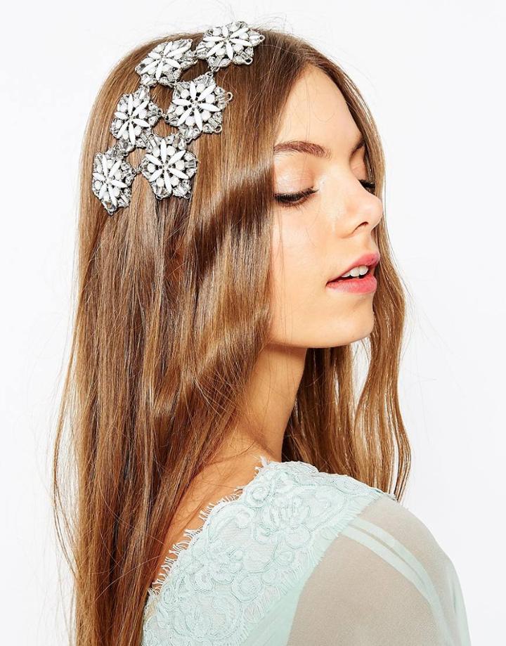 Asos Wedding Embellished Flower Occasion Hair Clip - White