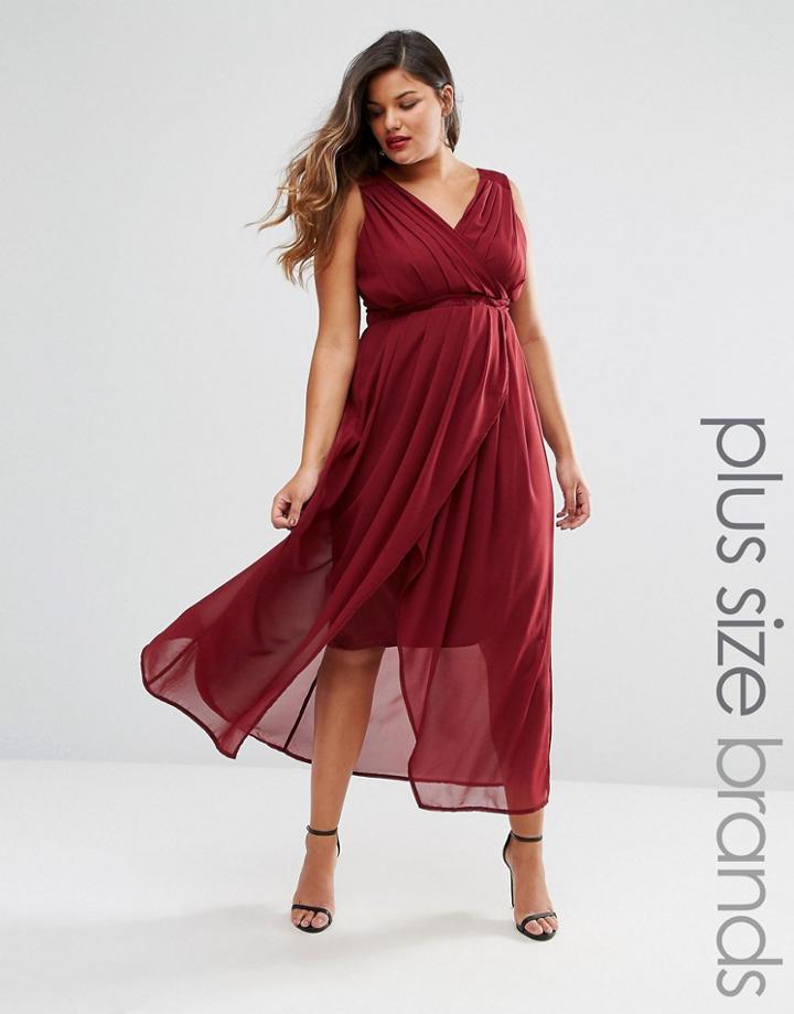 Praslin Plus Maxi Dress With Wrap Front - Red