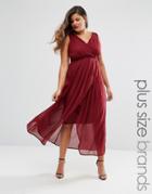 Praslin Plus Maxi Dress With Wrap Front - Red