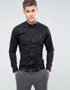Farah Slim Smart Grandad Shirt - Black