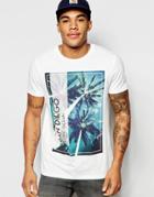 Asos T-shirt With Palm Square Print In Slubby Fabric - Ecru