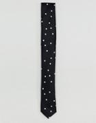 Asos Slim Tie With Polka Dot - Navy