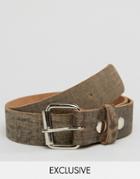Reclaimed Vintage Distressed Leather Roller Buckle Belt Brown - Brown