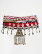 Reclaimed Vintage Metal Tassel Coin Body Belt - Multi