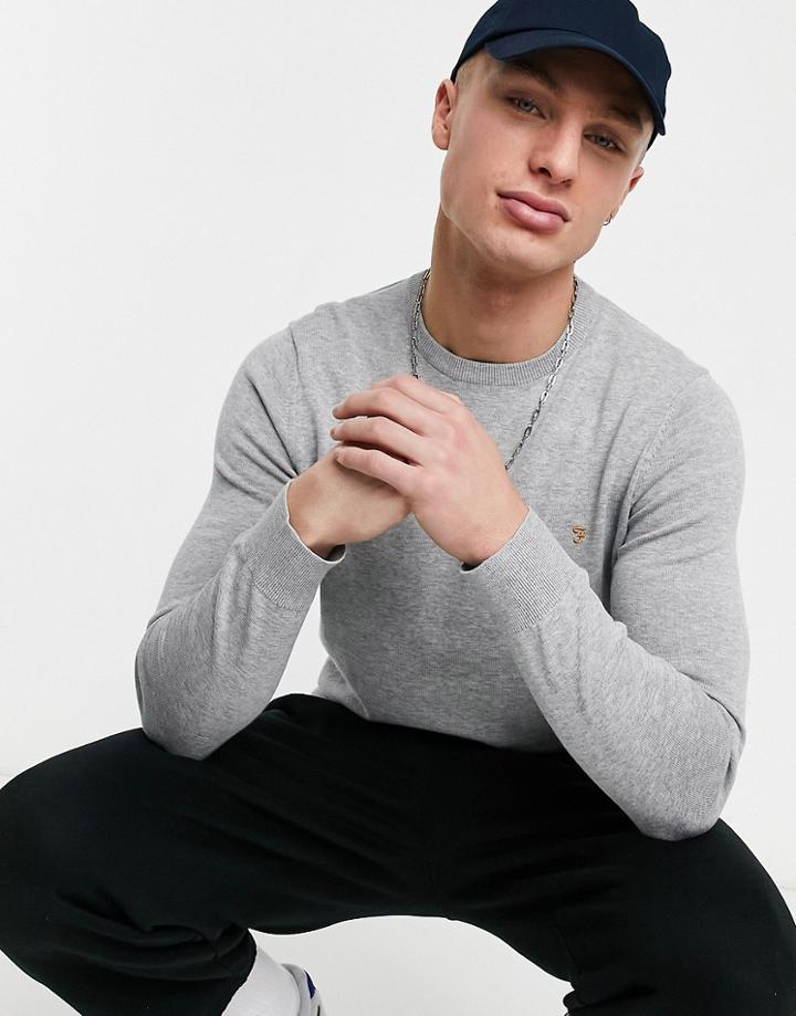 Farah Mullen Cotton Sweater In Gray-grey
