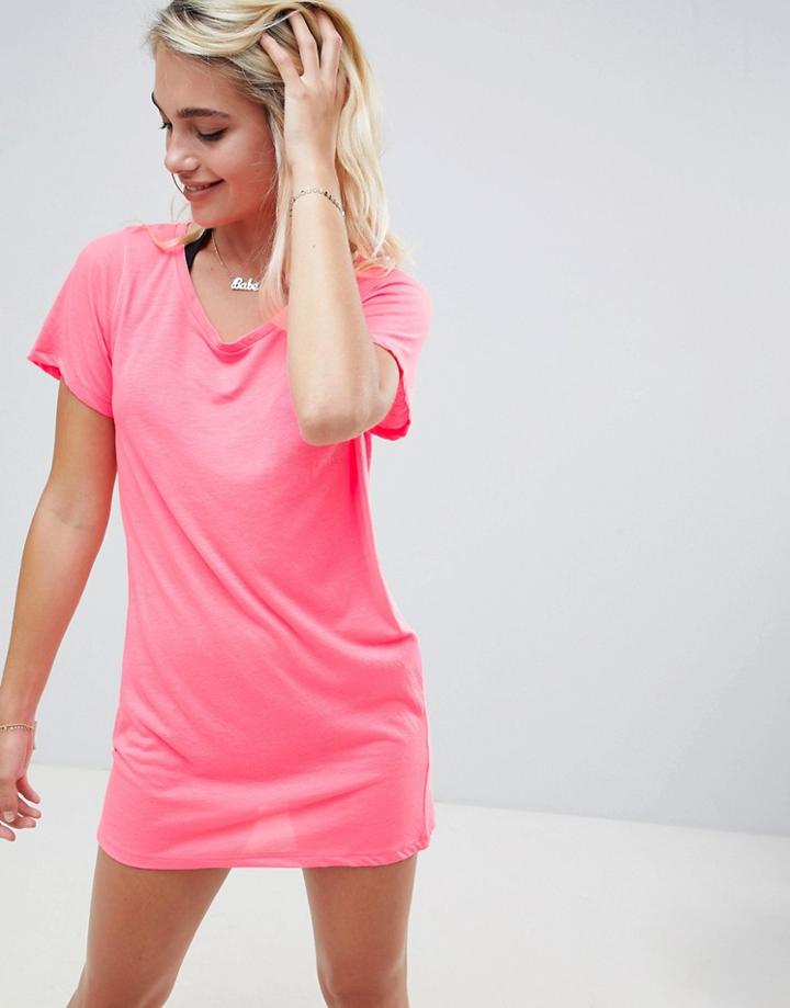 Asos Design Easy Oversized Jersey Beach Tee - Pink