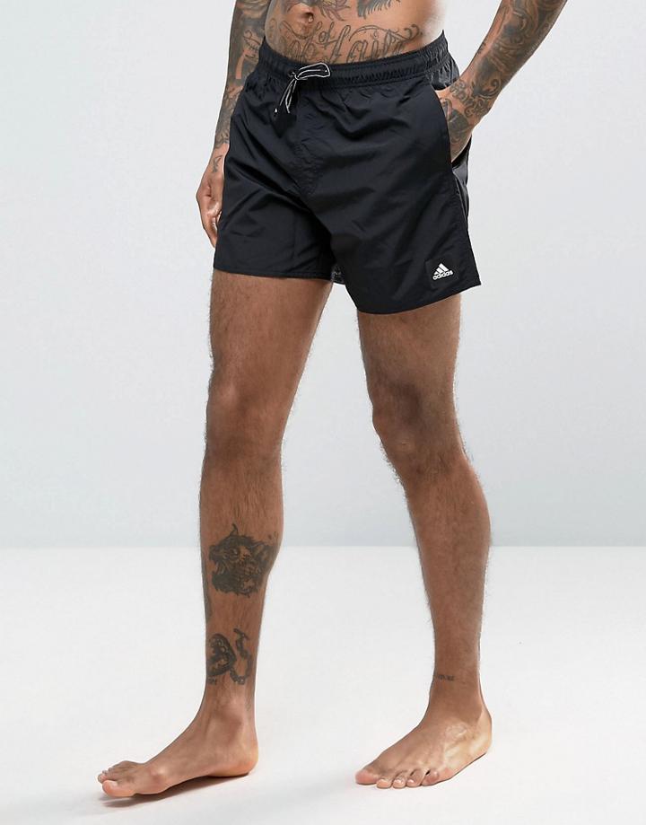 Adidas Solid Swim Shorts In Black - Black