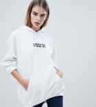 Crooked Tongues Oversized Hoodie With Logo Print In White - White