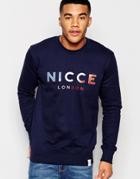 Nicce London Crew Neck Sweatshirt With Logo - Navy
