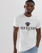 Asos Design Muscle T-shirt With Rose Print-white