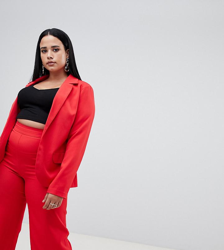 Missguided Plus Tailored Blazer In Red - Red
