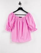 Lipsy Poplin Square Neck Top In Pink