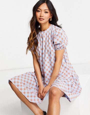 Heartbreak Checked Smock Dress-multi