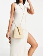 French Connection Woven Loop Strap Bag In Natural Weave-neutral