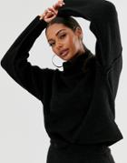 Asos Design Fluffy Sweater With Cowl Neck In Recycled Blend-black