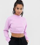 Asos Design Petite Super Crop Sweatshirt In Lilac-purple