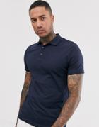 Asos Design Jersey Polo In Navy