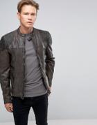 Goosecraft Leather Biker Jacket Seam Shoulder In Charcoal - Gray