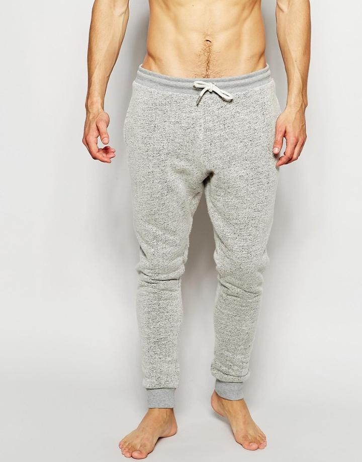 Asos Loungewear Skinny Joggers In Neppy Fabric With Fleece Lining - Gray