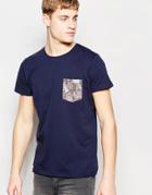 Jack & Jones T-shirt With Floral Pocket - Navy