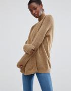 B.young Turtleneck Sweater With Split Front - Beige