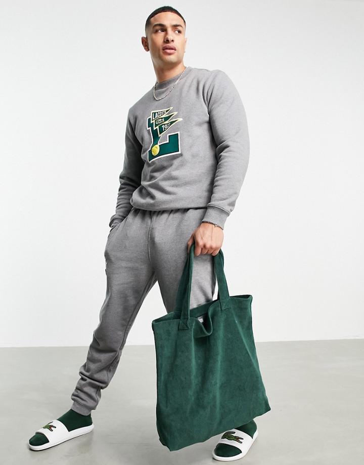 Lacoste Varsity Sweatshirt In Gray-grey