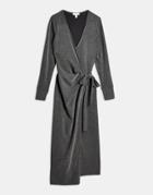 Topshop Wrap Midi Dress In Gray-grey