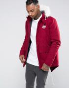 Hype Parka With Faux Fur Hood - Red