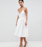 Asos Design Petite Scuba Cami Prom Midi Dress - White