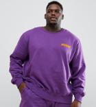 Jacamo Plus Sweatshirt In Purple With Print - Purple